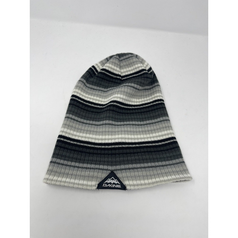 DAKINE Mens Grey Black Striped Acrylic Beanie One Size